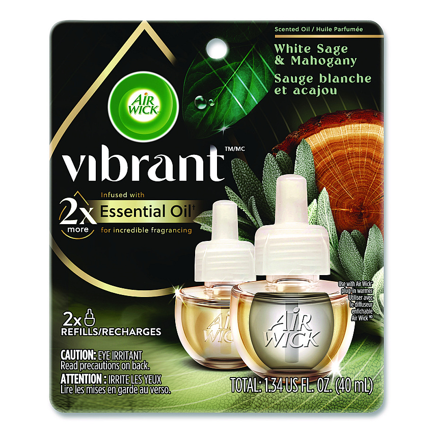 Air Wick Scented Oil Refill, White Sage and Mahogany, 0.67 oz, 2/Pack (6233803137)