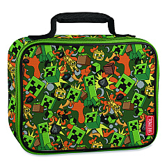 Thermos Minecraft Soft Lunch Box, 9.5" x 3.75" x 7.5", Green/Orange/Gray (K224055006ST)