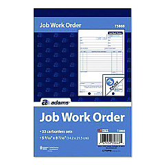 Adams Multipart Job Work Order Pad, Three-Part Carbonless, 5.56 x 7.94, 33 Forms Total (T5868)
