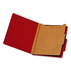Pendaflex Colored Pressboard Top Tab Classification Folders, 1.75" Expansion, 1 Divider, 4 Fasteners, Letter Size, Bright Red, 10/Box (23731P)