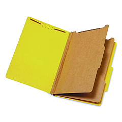 Pendaflex Colored Pressboard Top Tab Classification Folders, 2.5" Expansion, 2 Dividers, 6 Fasteners, Legal Size, Yellow, 10/Box (29034P)
