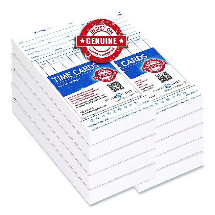 Pyramid Time Clock Cards For 3800 Time Clock, 1,000/Carton (380010MB)