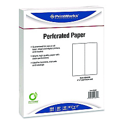 Printworks Professional Perforated Paper, 92 Bright, Perforated 4.25" from Left, 8.5 x 11, White, 500 Sheets/Ream, 5 Reams/Carton (04339)