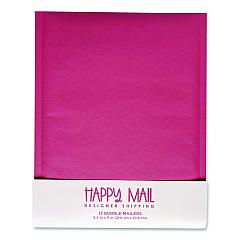 Happy Mail Self-Sealing Bubble Mailer, 8.5 x 11, Pink, 12/Pack (245158)