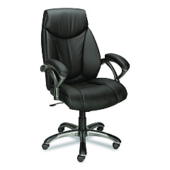 Workplace2.0 Ramsey Bonded Leather Manager Chair, Supports Up to 275 lb, 18.6" to 22.5" Seat Height, Black Seat/Back, Black Base (ST62216)