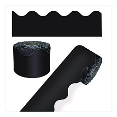 Carson-Dellosa Rolled Scalloped Border, 2.25" x 65 ft, Black (108472)