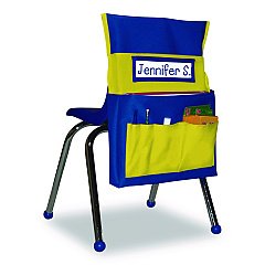 Carson-Dellosa Chairback Buddy for Student Chairs with a Back Width Up to 15", Medium, 15 x 1.5 x 19, Fabric, Blue/Yellow (158036)