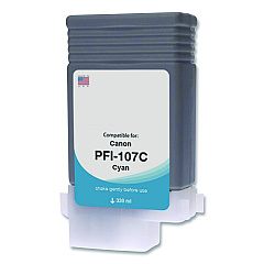 Compatible Clover Compatible Cyan Ink, Replacement for PFI-107 (6706B001AA), 130 mL (WCPFI107C)