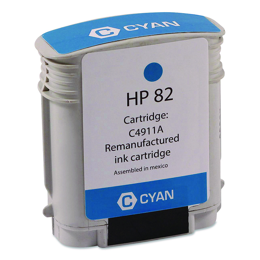 Compatible Clover Remanufactured Cyan High-Yield Ink, Replacement for 82 (C4911A), 69 mL (WH82C)