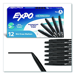 EXPO Wet Erase Marker, Fine Bullet Tip, Black, 12/Pack (2211316)