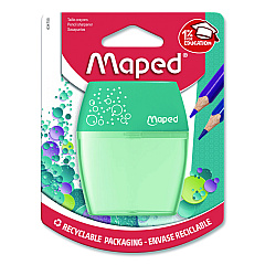 Maped Helix Shaker Two-Hole Canister Pencil Sharpener, 3.74 x 1.02 x 4.92, Randomly Assorted Color (634755)