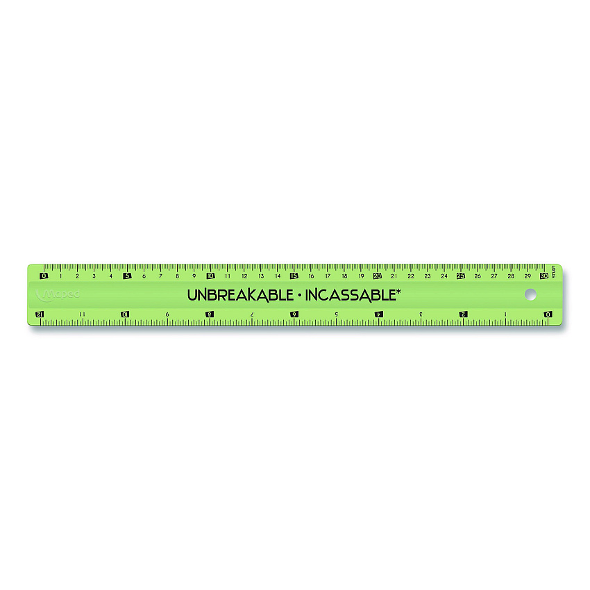 Maped Helix Unbreakable 12" Ruler, Standard/Metric, 12.72" Long, Randomly Assorted Color (245648)