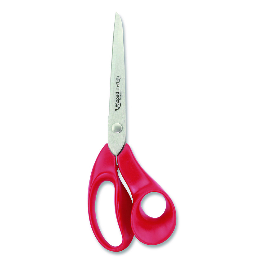 Maped Helix Expert Left-Handed Multipurpose Scissors, 8.25" Long, 5" Cut Length, Straight Red Handle (686549)