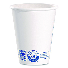 SOLO Recycled Content PCF Paper Hot Cups, ProPlanet Seal, 8 oz, White, 50/Pack (378RCPLANEPK)