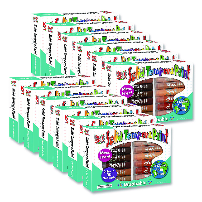 The Pencil Grip Kwik Stix Tempera Paint Sticks, Regular Size, 0.7" x 3.5", 14 Assorted Skintone Colors, 14/Pack, 12 Packs/Carton (67212)