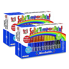 The Pencil Grip Kwik Stix Tempera Paint Set, Regular Size, 0.7" x 3.5", 8 Assorted Colors, 96/Pack, 2 Packs/Carton (69802)