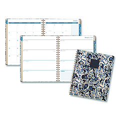Cambridge Elizabeth Weekly/Monthly Planner, 11 x 8.5, Floral Artwork, Blue Cover, 12-Month  (Jan-Dec): 2026 (1763905)