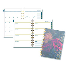 Cambridge Midnight Garden Weekly/Monthly Planner, 8.5 x 5.5, Floral Artwork, Black/Pink/Green Cover, 12-Month (Jan-Dec): 2026 (1768200)