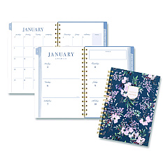 Cambridge Weekly/Monthly Calista Floral Planners, 8.5 x 5.5, Floral Artwork, Blue/Purple/Green Cover, 13-Month: Jan 2026 to Jan 2027 (LB40200)