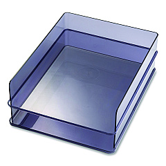 Officemate Recycled Plastic Letter Tray, 1 Section, Letter Size Files, 10.16" x 12.8" x 2.76", Translucent Ash, 2/Pack (21040)