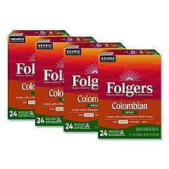 Folgers Colombian Decaf K-Cups, 24/ Box, 4 Boxes/Carton (0570CT)