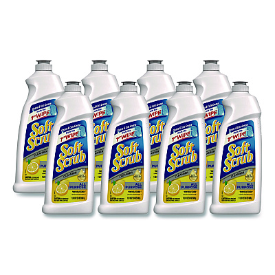 Soft Scrub All Purpose Cleanser, Lemon Scent, 24 oz Bottle, 8/Carton (07224)
