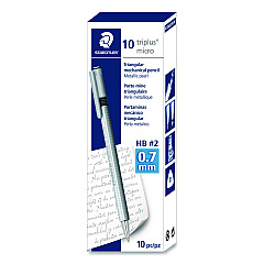 Staedtler Mechanical Pencils, 0.7 mm, HB (#2), Black Lead, Light Blue Barrel, 10/Box (7742730A6)