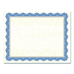 Geographics Award Certificates, 8.5 x 11, Natural with Braided Blue/Silver Border, 15/Pack (47849)