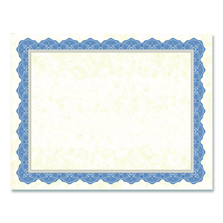 Geographics Award Certificates, 8.5 x 11, Natural with Braided Blue/Silver Border, 15/Pack (47849)