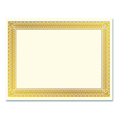 Geographics Award Certificates, 8.5 x 11, Ivory with Elegant Gold Border, 15/Pack (47829)
