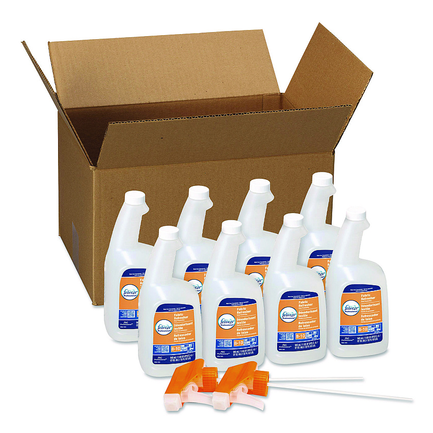 Febreze Fabric Refresher Spray, Fresh Clean Scent, (8) 32 oz Bottles and (2) Trigger Sprayers/Carton (03259CT)