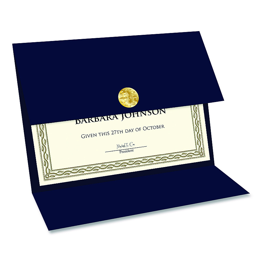 Geographics Tri-Fold Certificate Holder, 9.25 x 12.5, Navy Blue, 5/Pack (47837)