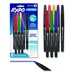 EXPO Wet Erase Marker, Ultra Fine Bullet Tip, Assorted Colors, 8/Pack (2134345B)