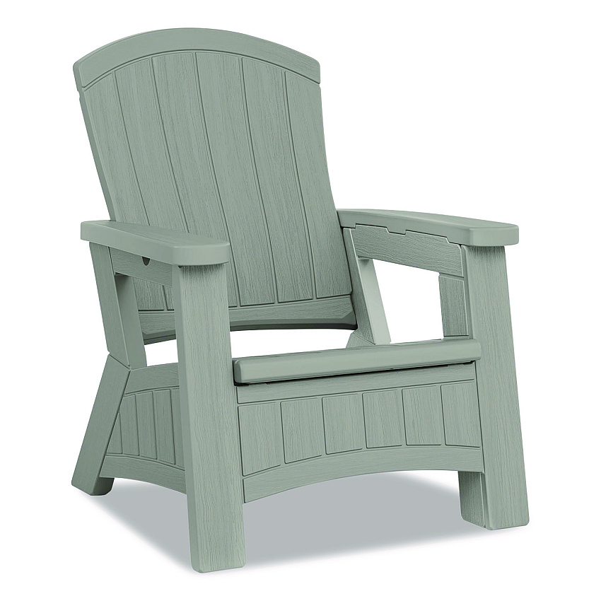 Suncast Adirondack Chair with Storage, Supports Up to 375 lb, 14.5" Seat Height, 30" x 32.5" x 38.5", Dove Gray (BMAC1000DG)