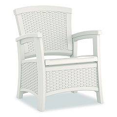 Suncast Elements Club Chair with Storage, Supports Up to 300 lb, 17" Seat Height, 25.25" x 29.75" x 35.5", Ice Cube (BMCC1800CB)