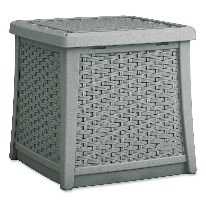 Suncast Elements End Table with Storage, Square, 18.75w x 18.75d x 18h, Dove Gray Top, Dove Gray Base (BMDB1310DG)