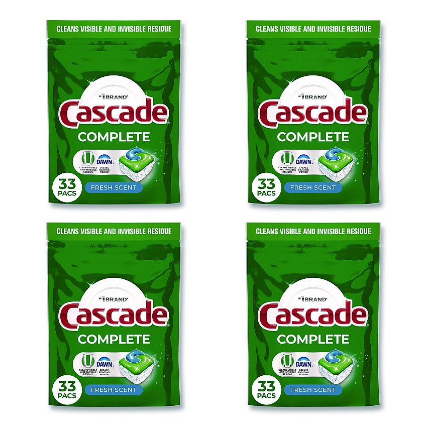 Cascade Complete ActionPacs, Fresh Scent, 17.6 oz Bag, 33 Pacs/Bag, 4 Bags/Carton (15518)