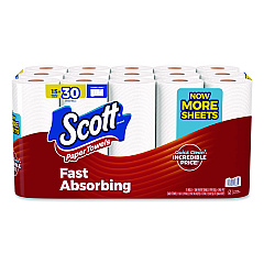Scott Choose-A-Sheet Mega Kitchen Roll Paper Towels, 1-Ply, 7.31 x 11, White, 108 Sheets/Roll, 15 Rolls/Pack, 2 Packs/Carton (56674)