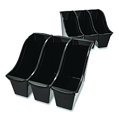 Storex Small Book Bin, 1.5 gal, 4.5" x 11.75" x 8.5", Black, 6/Pack (70123E06C)