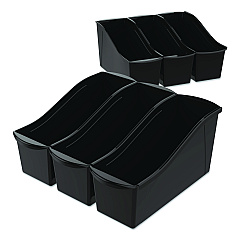 Storex Large Book Bin, 2 gal, 5.3" x 14.3" x 7", Black, 6/Pack (70109E06C)