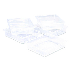 Storex Storage Tray, Flat, 1.69 gal, 10.65" x 13.17" x 2.96", Translucent, 5/Pack (62565U05C)
