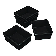 Storex Storage Tray, Deep, 2 gal, 10.65" x 10.65" x 5.2", Black, 5/Pack (62523U05C)