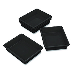 Storex Storage Tray, Flat, 102.4 oz, 10.65" x 10.65" x 2.96", Black, 5/Pack (62516U05C)