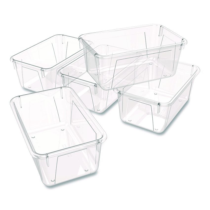Storex Cubby Bin, 1.8 gal, 7.8" x 12.09" x 5.18", Clear, 5/Pack (62464U05C)