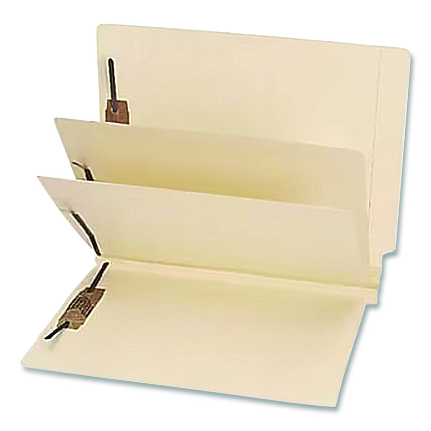 Medical Arts Press Heavy-Duty End Tab Classification Folders, 3" Expansion, 2 Dividers, 6 Fasteners, Letter Size, Manila, 15/Box (35483)