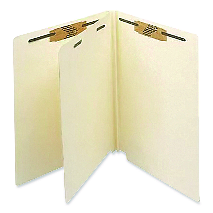 Medical Arts Press Heavy-Duty End Tab Classification Folders, 2" Expansion, 1 Divider, 4 Fasteners, Letter Size, Manila, 25/Box (35482)