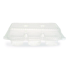 Plastifar Bakery Containers, Muffin/Cupcake, 7.25 x 9.88 x 3.13, Clear, 250/Carton (18200)