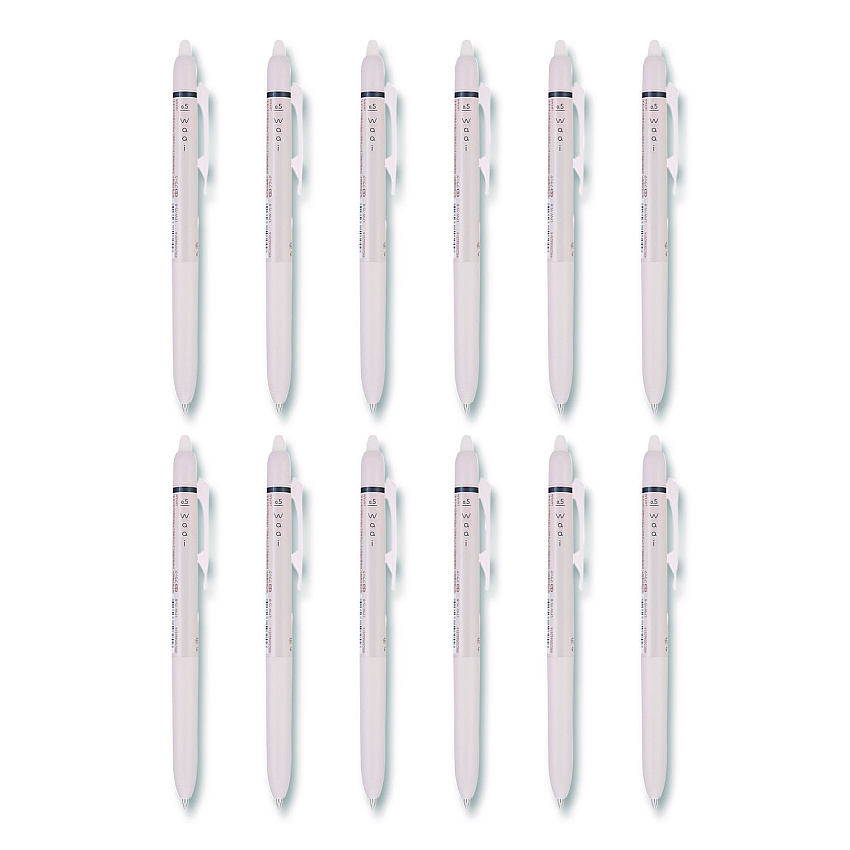 Pilot Frixion Waai Erasable Gel Pen, Retractable, Extra Fine 0.5 mm, Black Ink, Beige/Black Barrel, Dozen (21059)