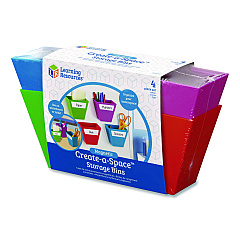Learning Resources Magnetic Create-a-Space Storage Bins, 2" x 3.75" Assorted Colors, 4 Bins (LER3807)