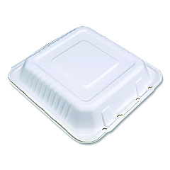 SCT ChampWare Molded-Fiber Clamshell Containers, 9 x 9 x 3, White, 100/Sleeve, 2 Sleeves/Carton (18935WPF)